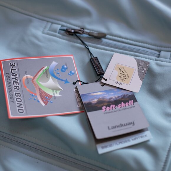 NWT Landway Ladies Matrix Bonded Soft Shell Jacket Light Blue Size 2XL - Picture 12 of 15